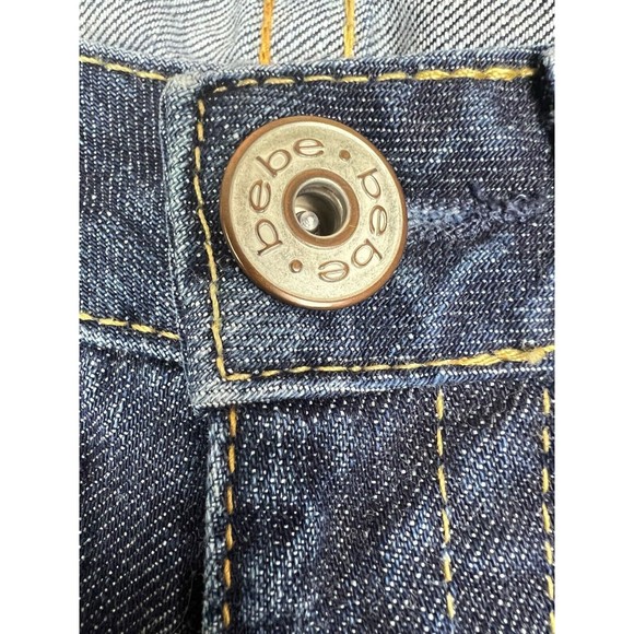 VINTAGE Y2K BEBE BEDAZZLED RHINESTONE KAYLA SLIM ZIP CROP JEANS SIZE 27 - Picture 7 of 8
